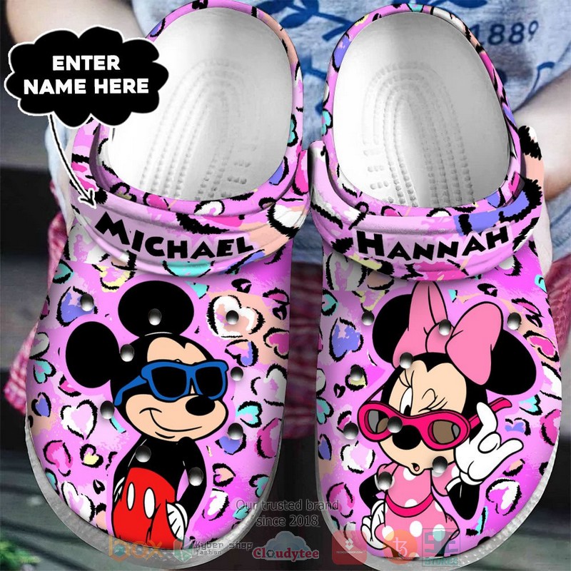 Personalized_Mickey_Minnie_glasses_heart_pink_custom_Crocband_Clog