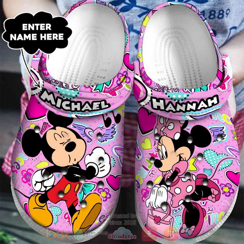 Personalized_Mickey_Mouse_Minnie_Mouse_Dating_custom_pink_Crocband_Clog
