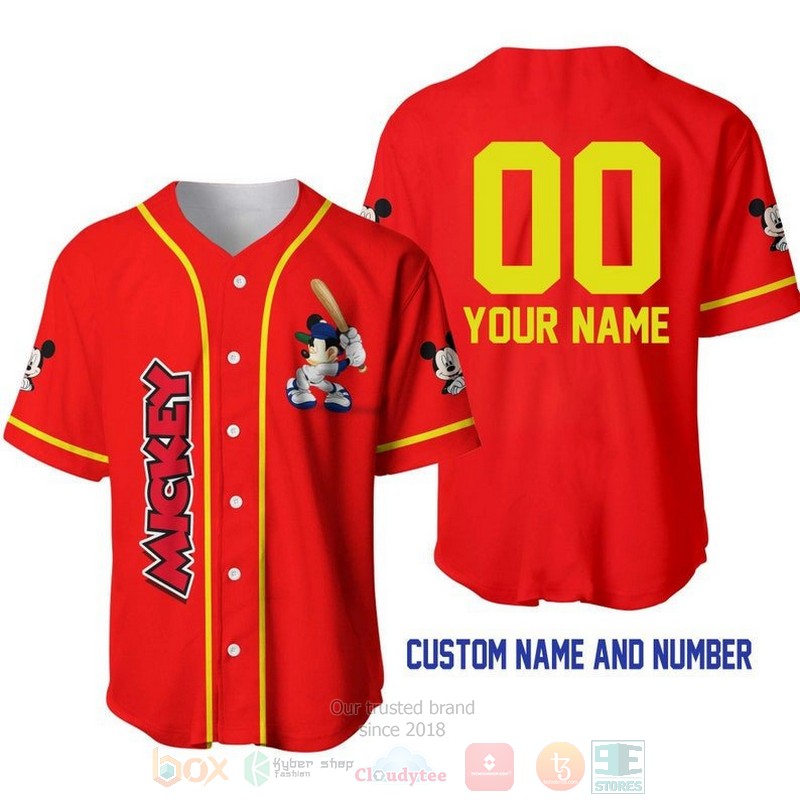 Personalized_Mickey_Mouse_Playing_Baseball_All_Over_Print_Red_Baseball_Jersey
