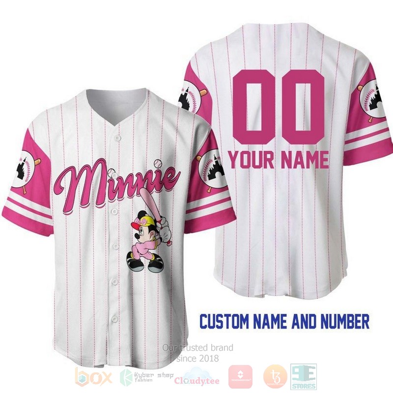 Personalized_Minnie_Mouse_All_Over_Print_Pinstripe_White_Baseball_Jersey