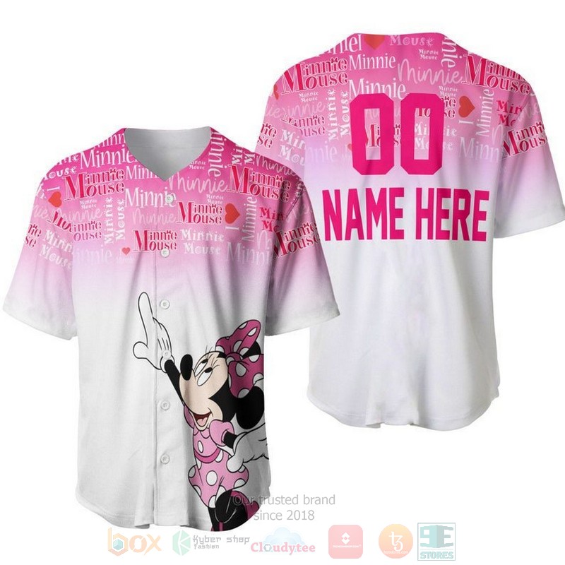 Personalized_Minnie_Mouse_Quotes_Pattern_All_Over_Print_Ombre_Pink_White_Baseball_Jersey