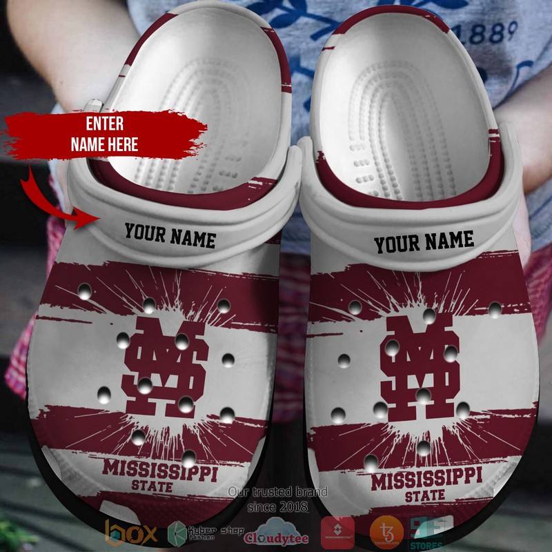 Personalized_NCAA_Mississippi_State_Red_white_Crocs_Crocband_Clog