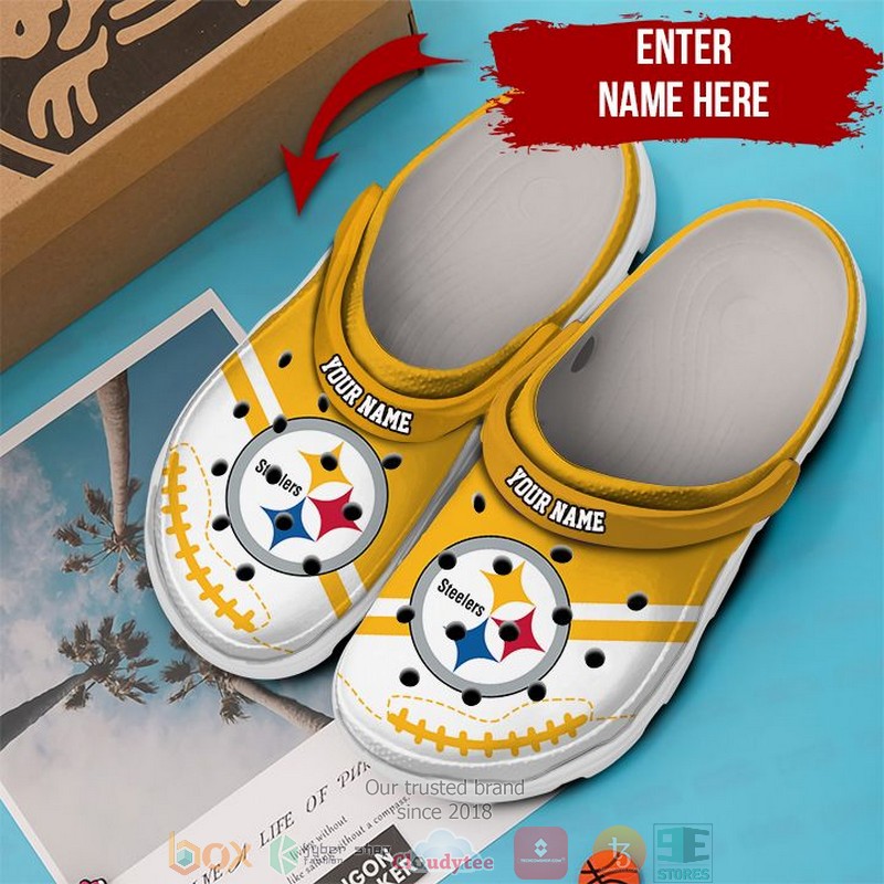 Personalized_NFL_Pittsburgh_Steelers_Yellow_White_Crocs_Crocband_Clog