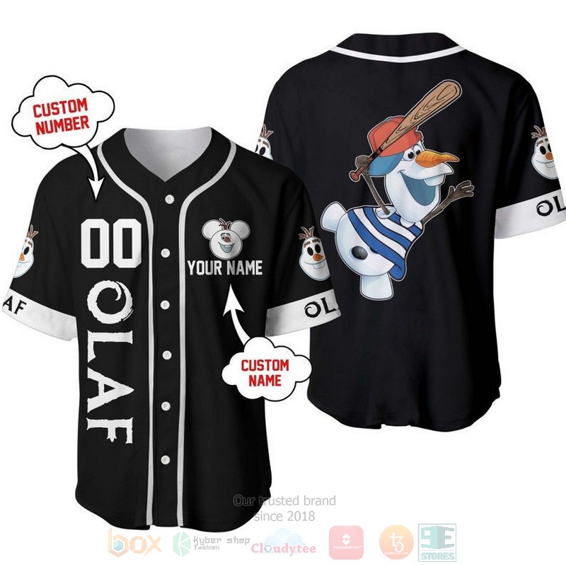 Personalized_Olaf_Frozen_Playing_Baseball_All_Over_Print_Black_Baseball_Jersey