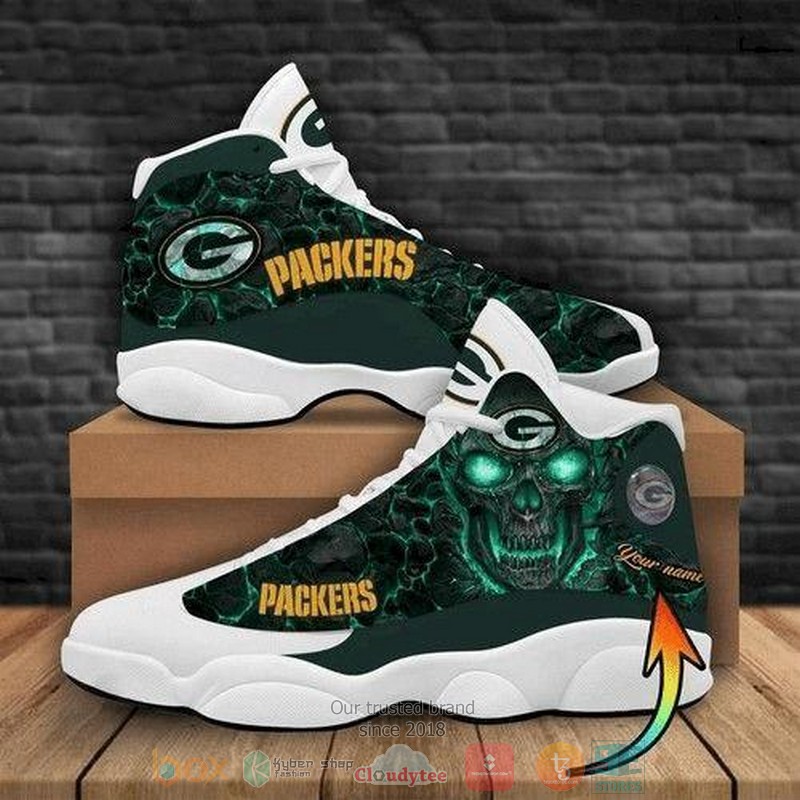Personalized_Skull_Green_Bay_Packers_NFL_teams_football_logo_Air_Jordan_13_shoes