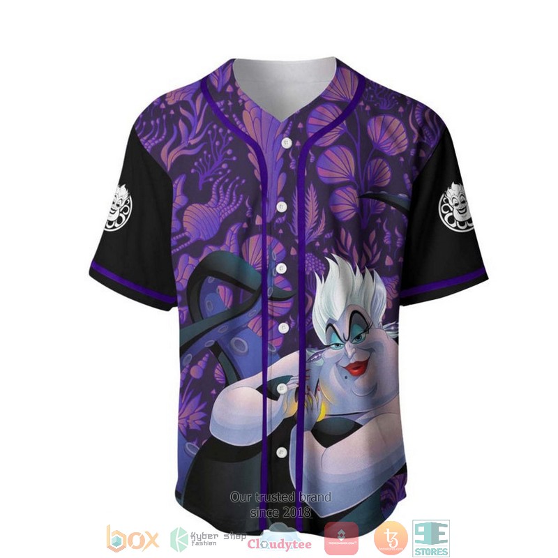 Personalized_Ursula_Pattern_The_Little_Mermaid_Dark_Purple_Baseball_Jersey_1