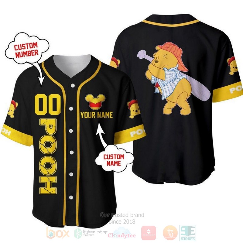 Personalized_Winnie_The_Pooh_Playing_Baseball_All_Over_Print_Black_Baseball_Jersey