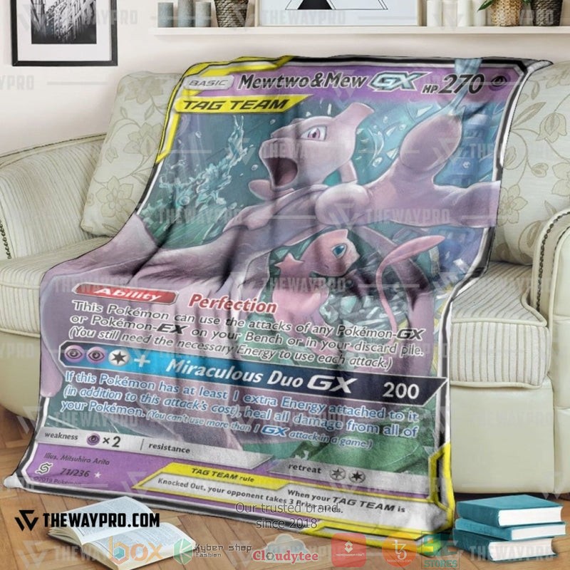 Pokemon_Mewtwo_and_Mew-GX_Unified_Minds_Soft_Blanket