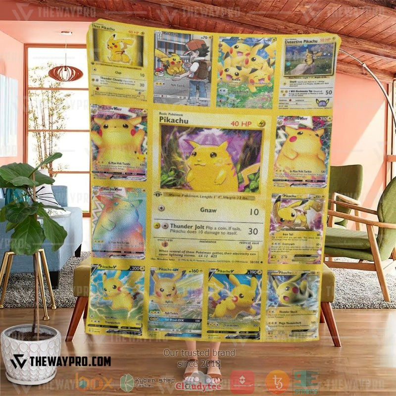 Pokemon_Pikachu_Cards_Version_2_Soft_Blanket_1