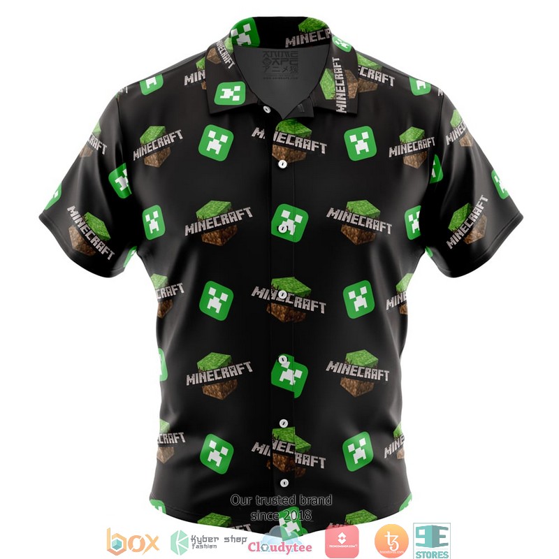 Power_Minecraft_Button_Up_Hawaiian_Shirt