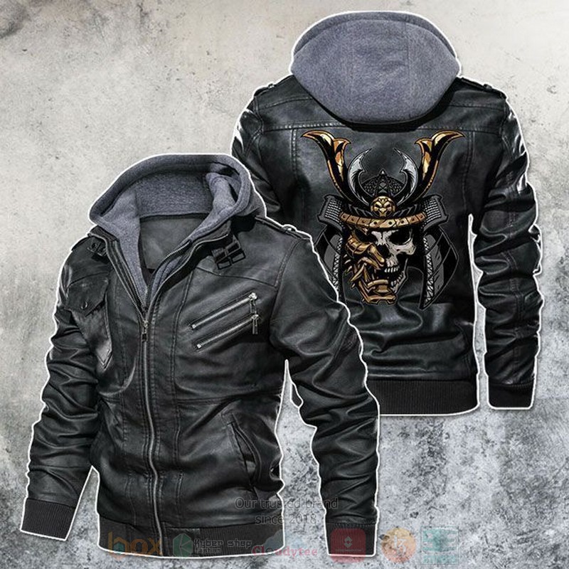 Samurai_Skull_Golden_Battle_Mask_Motorcycle_Leather_Jacket
