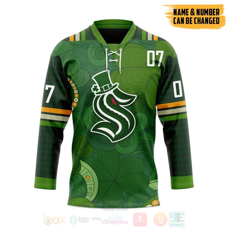Seattle_Kraken_NHL_2022_St_Patrick_Day_Personalized_Hockey_Jersey