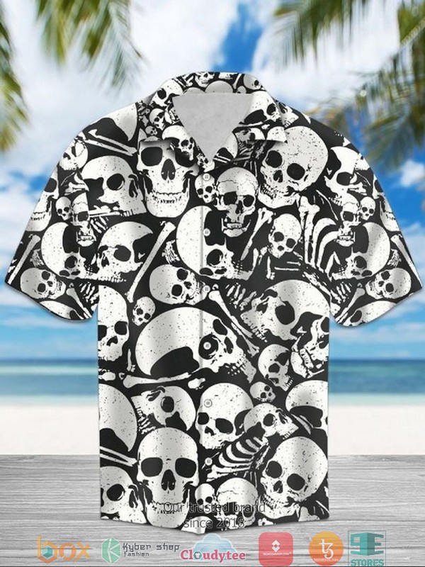 Skull_Black_Short_Sleeve_Hawaiian_Shirt