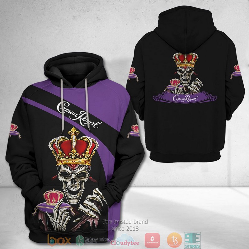 Skull_Crown_Royal_black_purple_3D_Shirt_Hoodie