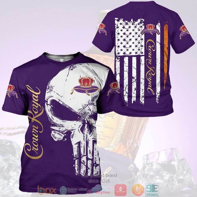 Skull_Punisher_Crown_Royal_American_flag_3D_Shirt_Hoodie_1