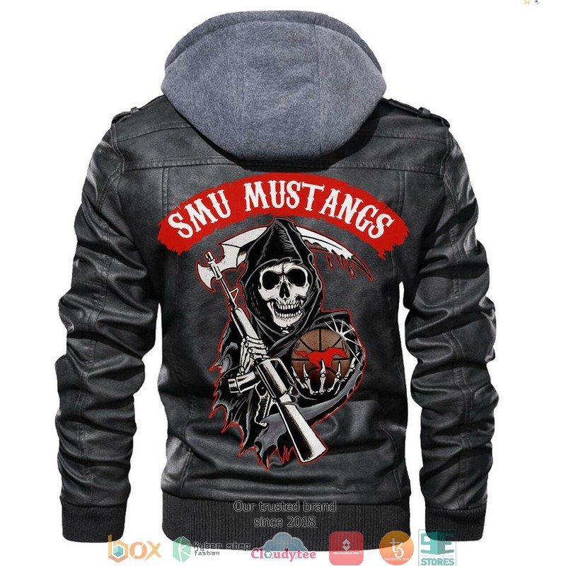 Smu_Mustangs_NCAA_Basketball_Sons_Of_Anarchy_Black_Motorcycle_Leather_Jacket