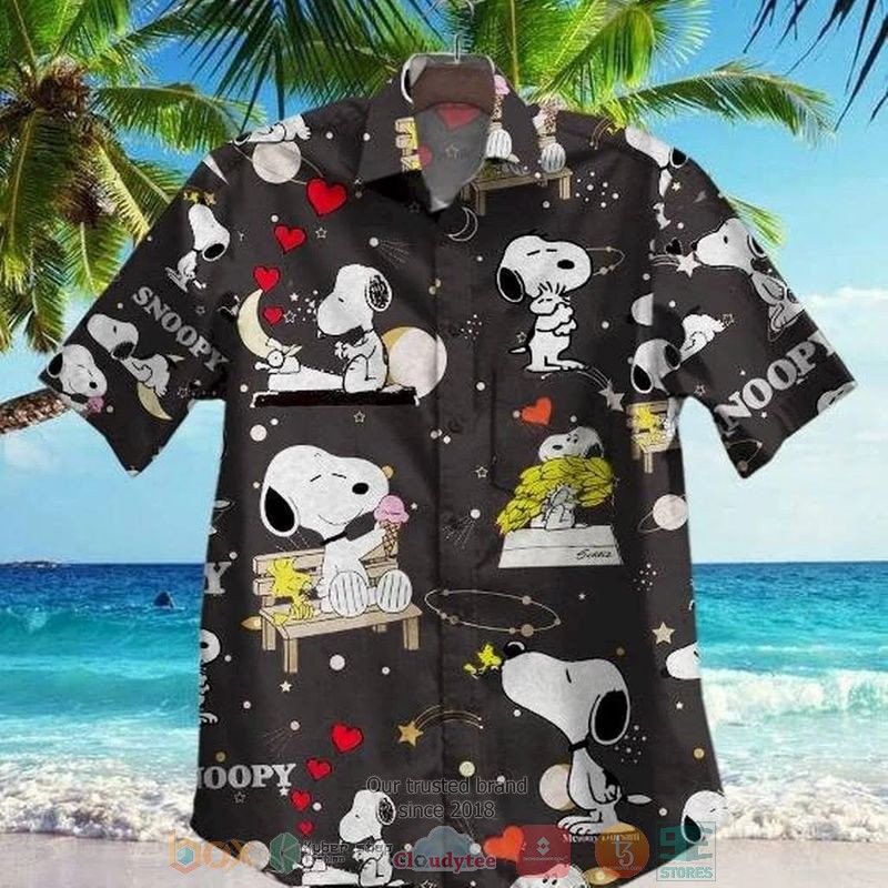 Snoopy_star_black_Hawaiian_Shirt