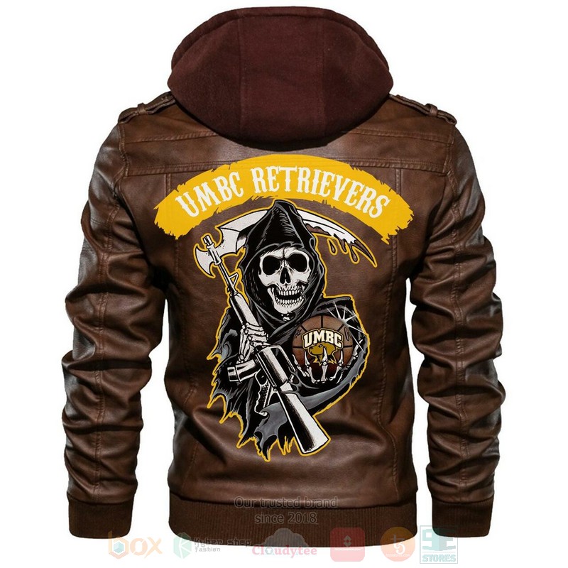Umbc_Retrievers_NCAA_Sons_of_Anarchy_Brown_Motorcycle_Leather_Jacket