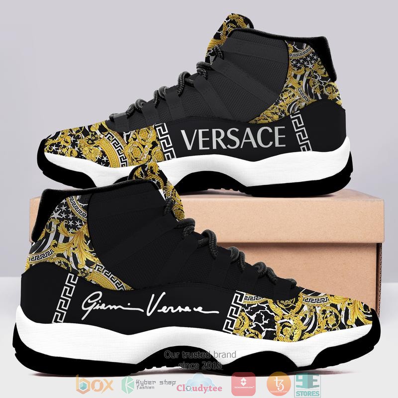 Versace_Black_gold_pattern_Air_Jordan_11_Sneaker_Shoes