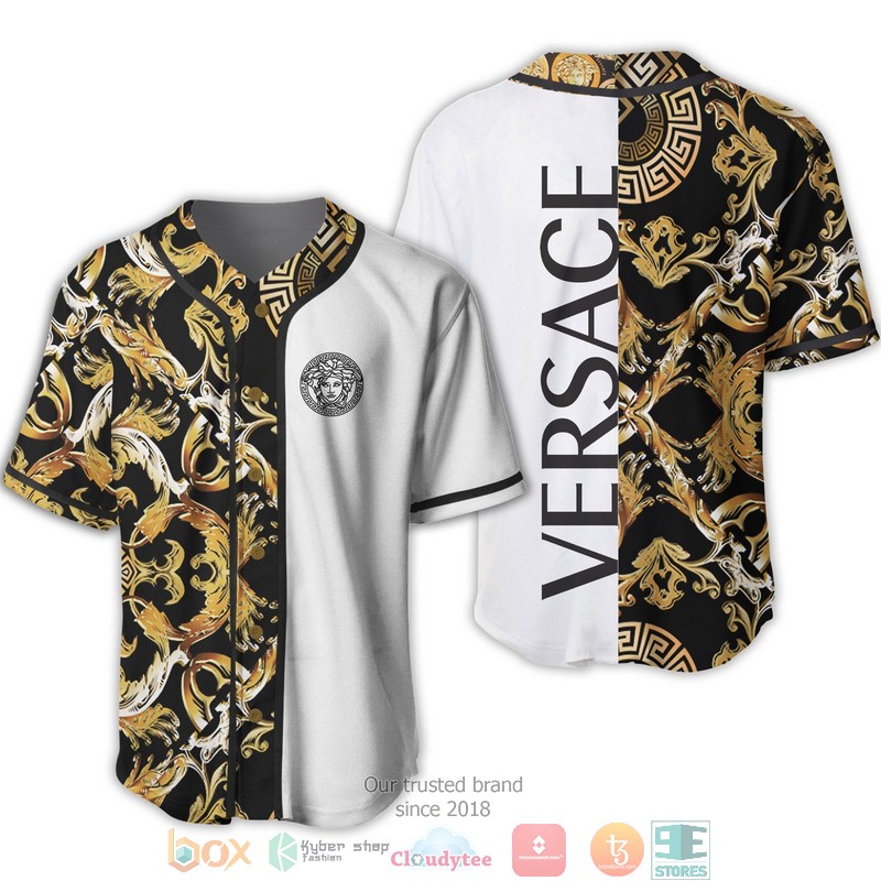Versace_Gold_Pattern_black_logo_white_Baseball_Jersey
