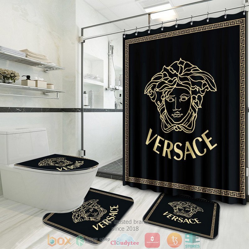 Versace_Gold_pattern_border_black_Curtain_Bathroom_Set