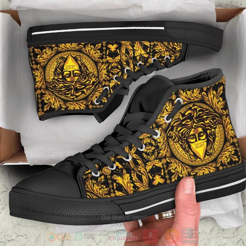 Versace_High-end_brand_black_canvas_high_top_shoes