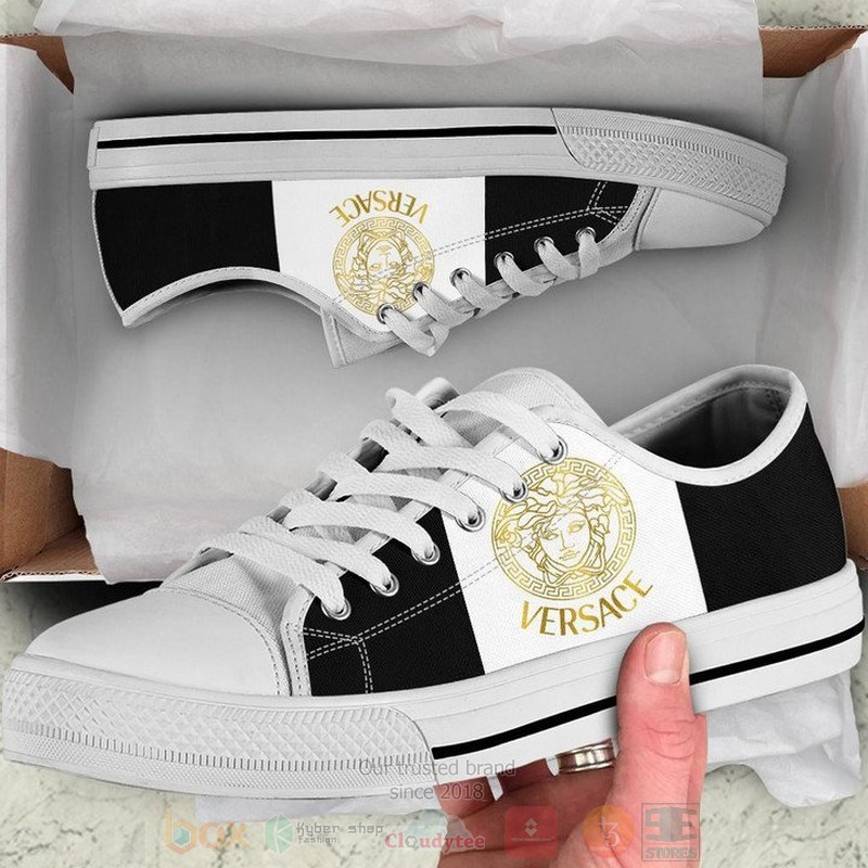Versace_High-end_brand_black_white_canvas_low_top_shoes