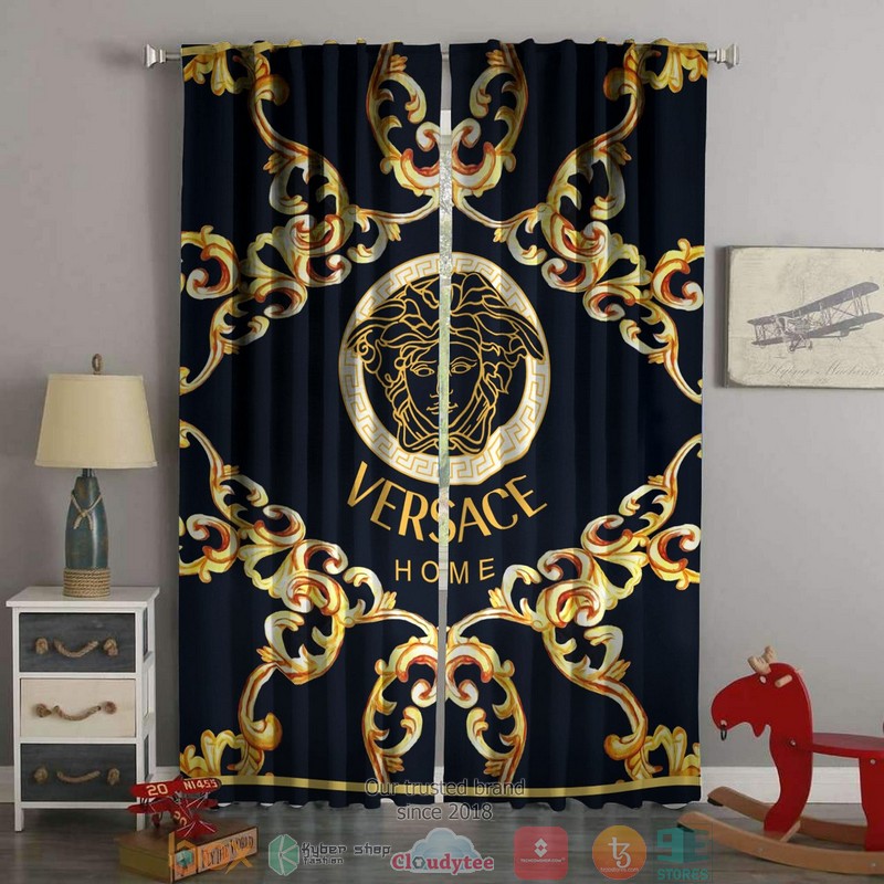 Versace_Home_Yellow_Floral_pattern_Black_Windown_Curtain