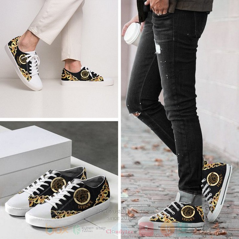 Versace_Luxury_brand_black_canvas_low_top_shoes