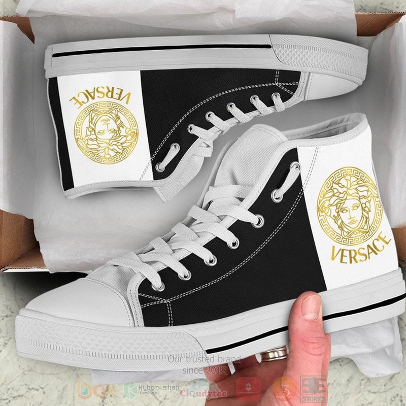 Versace_Luxury_brand_logo_black_white_canvas_high_top_shoes