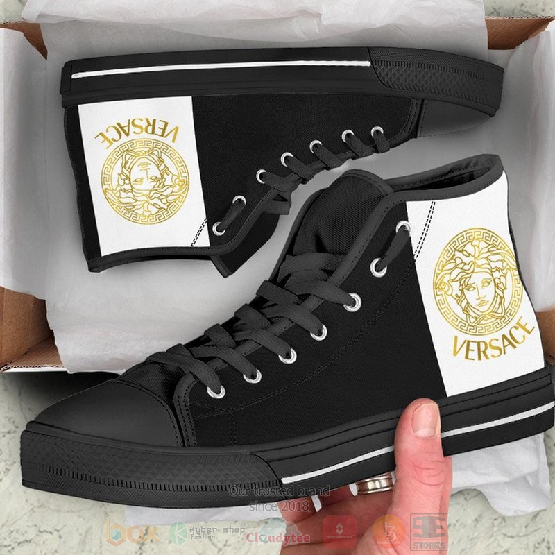 Versace_Luxury_brand_logo_white_black_canvas_high_top_shoes