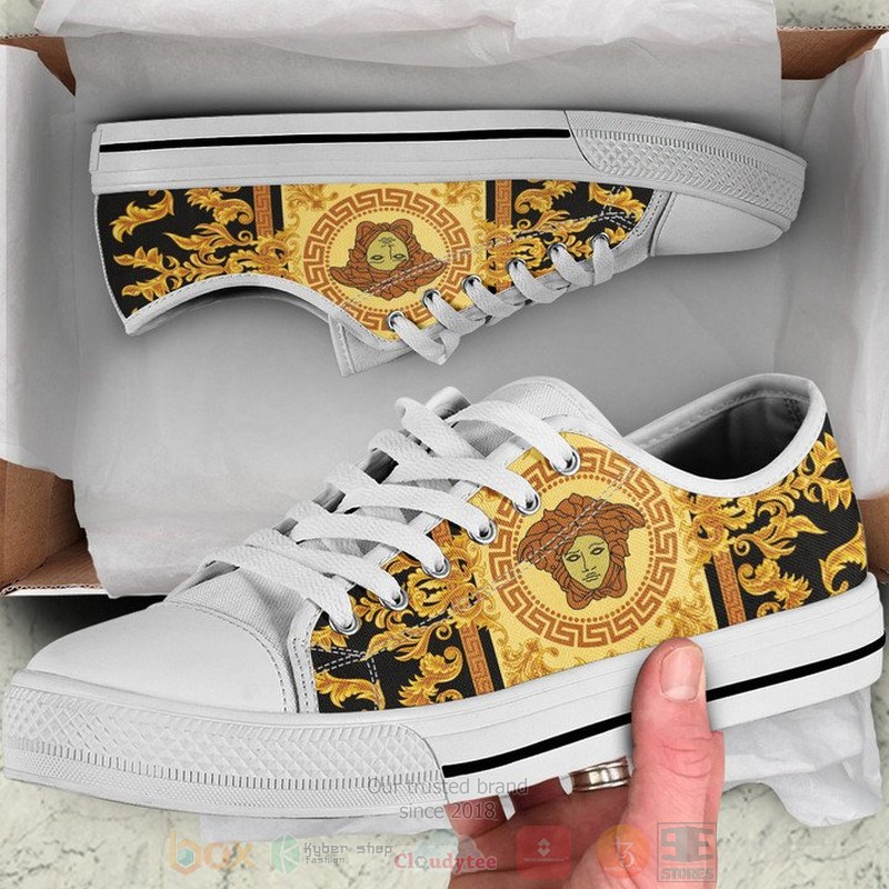 Versace_Luxury_brand_yellow_black_canvas_low_top_shoes