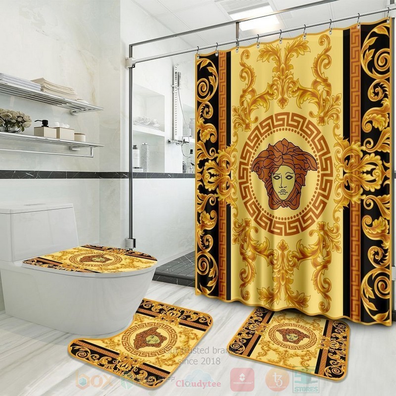 Versace_Medusa_Pattern_Color_Yellow_Inspired_Luxury_Shower_Curtain_Set