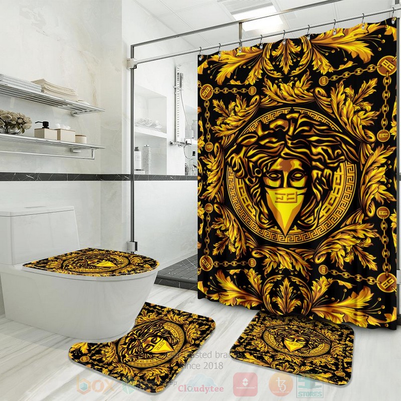 Versace_Medusa_Yellow_Pattern_Inspired_Luxury_Shower_Curtain_Set