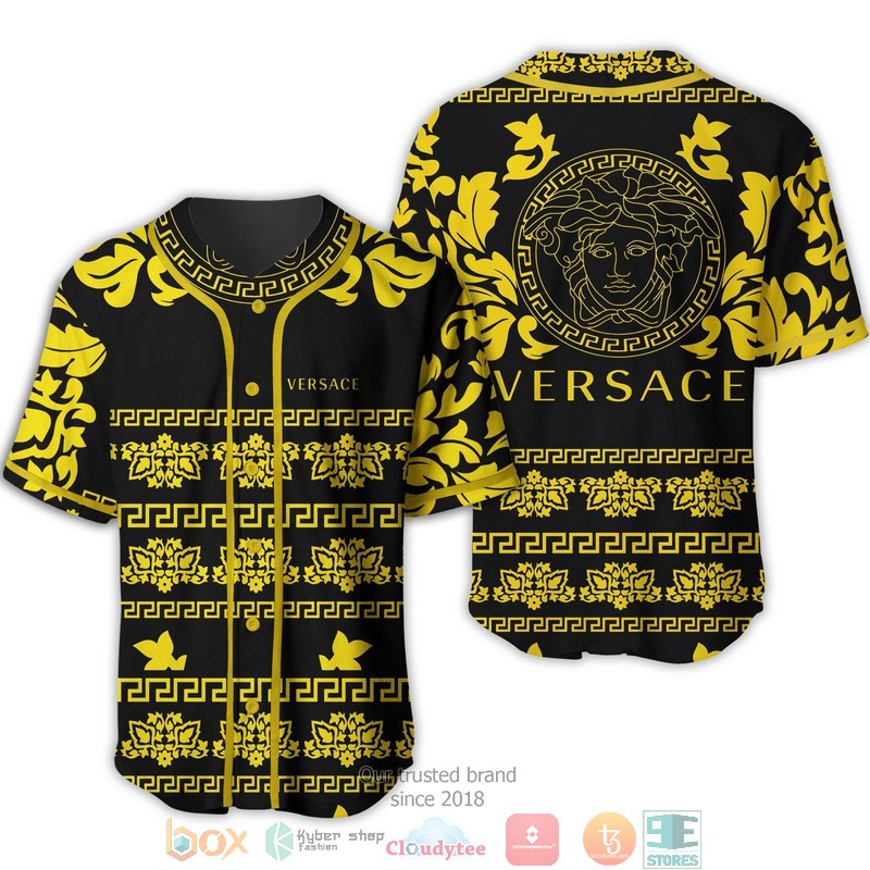 Versace_Yellow_floral_pattern_black_Baseball_Jersey