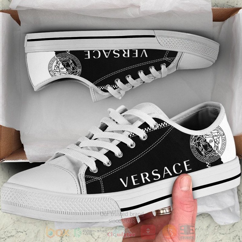 Versace_black_white_canvas_low_top_shoes