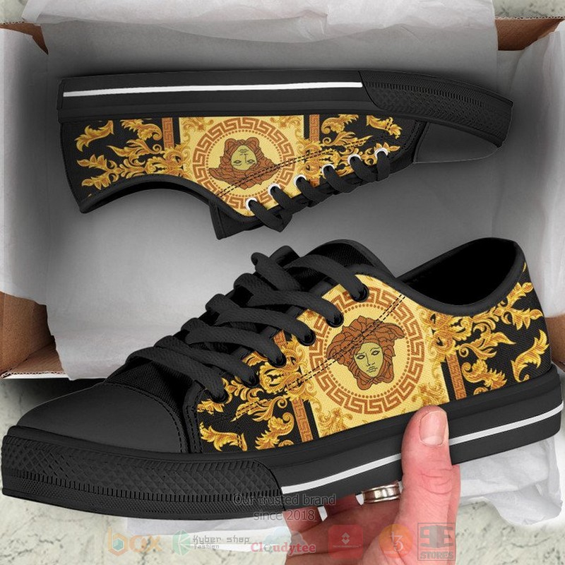 Versace_black_yellow_pattern_canvas_low_top_shoes