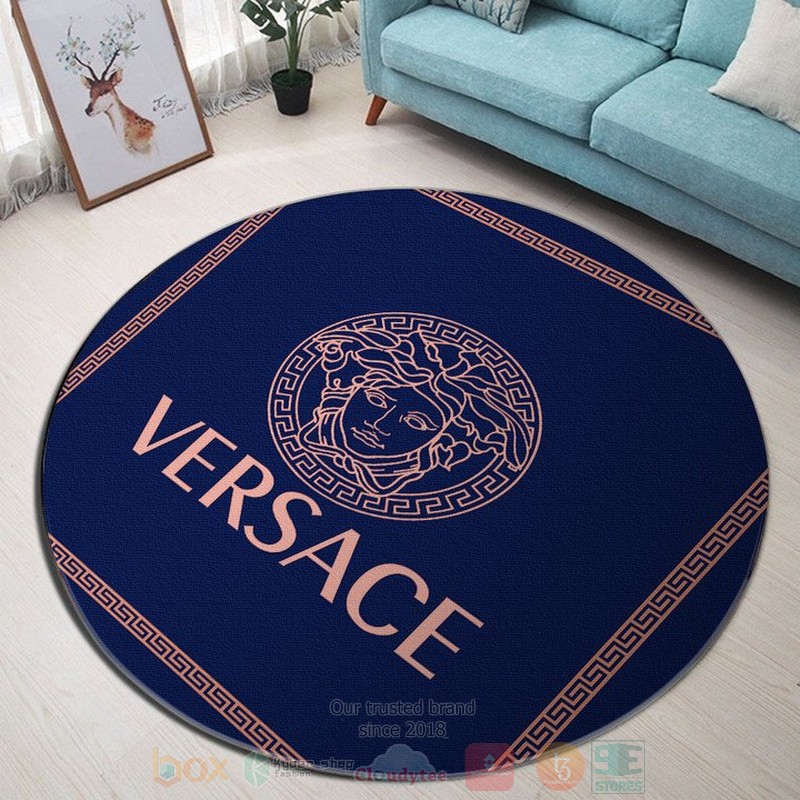 Versace_brand_logo_dark_blue_round_rug