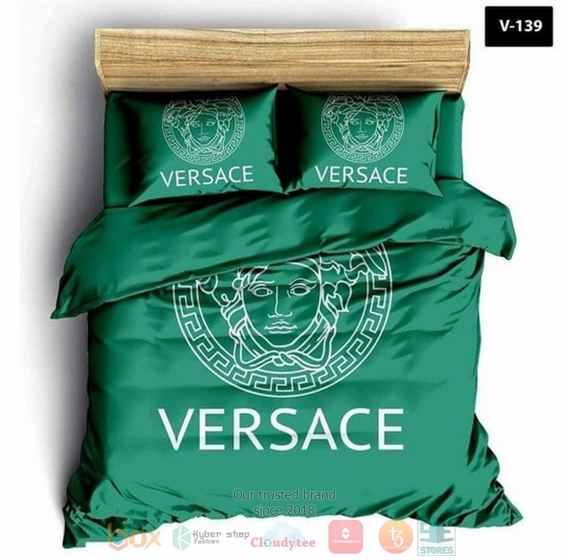 Versace_brand_logo_green_bedding_set