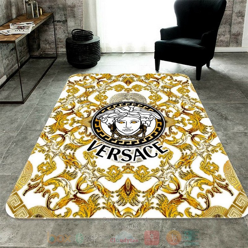 Versace_brand_logo_white_yellow_pattern_rectangle_rug