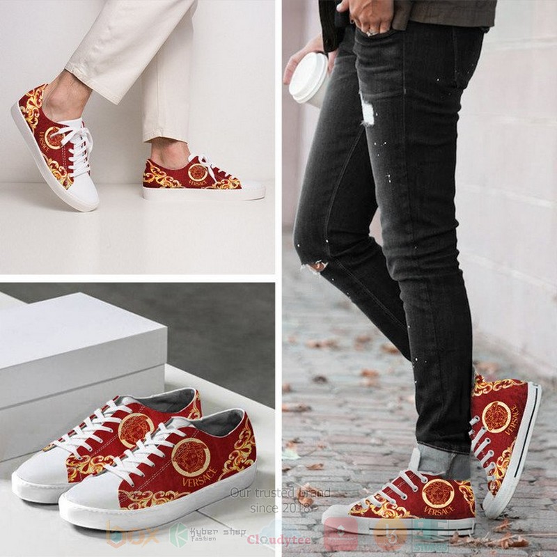 Versace_brand_red_canvas_low_top_shoes