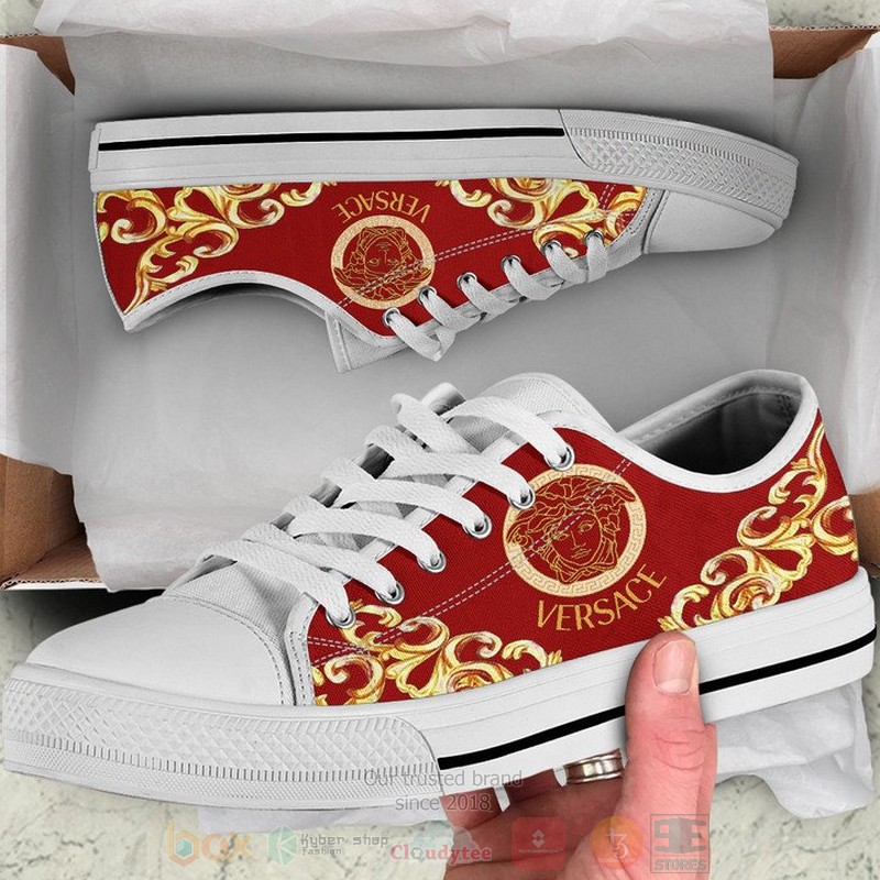 Versace_brand_red_yellow_canvas_low_top_shoes