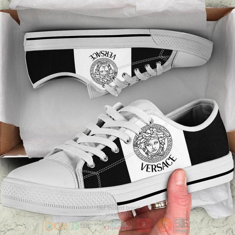 Versace_brand_white_black_canvas_low_top_shoes
