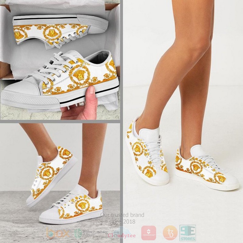 Versace_brand_white_yellow_pattern_canvas_low_top_shoes
