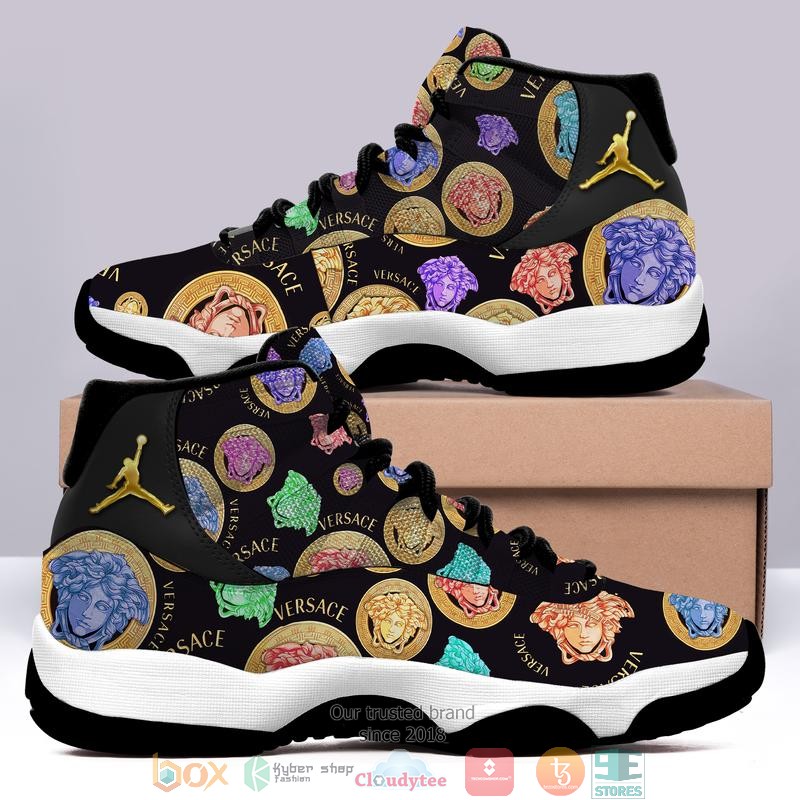 Versace_colorful_logo_black_Air_Jordan_11_Sneaker_Shoes