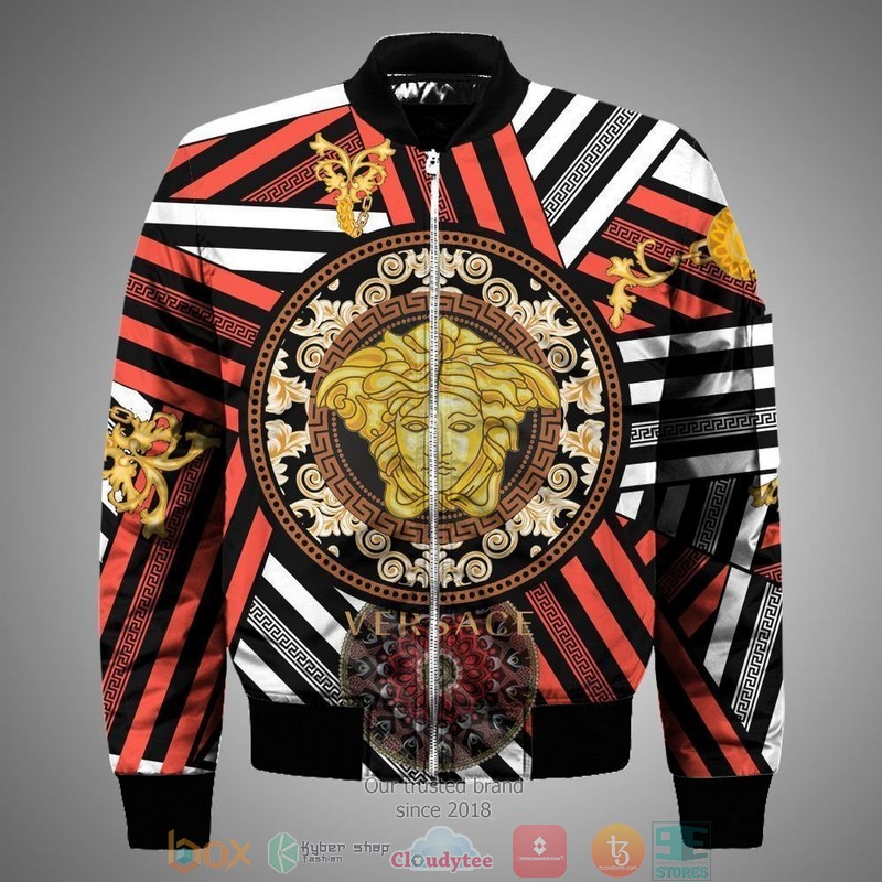 Versace_gold_logo_red_line_Bomber_Jacket