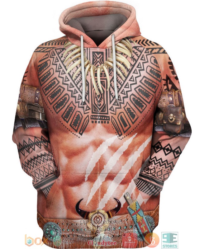 Warrior_Style_Native_Ameican_Bison_Skull_3D_Shirt_Hoodie