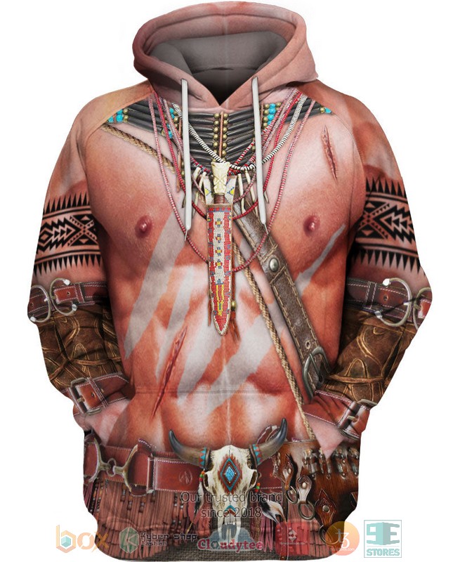 Warrior_Style_Skin_Native_Ameican_Buffalo_Skull_3D_Shirt_Hoodie