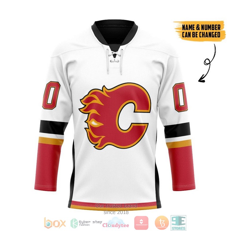 White_Calgary_Flames_NHL_Custom_Name_and_Number_Hockey_Jersey_Shirt
