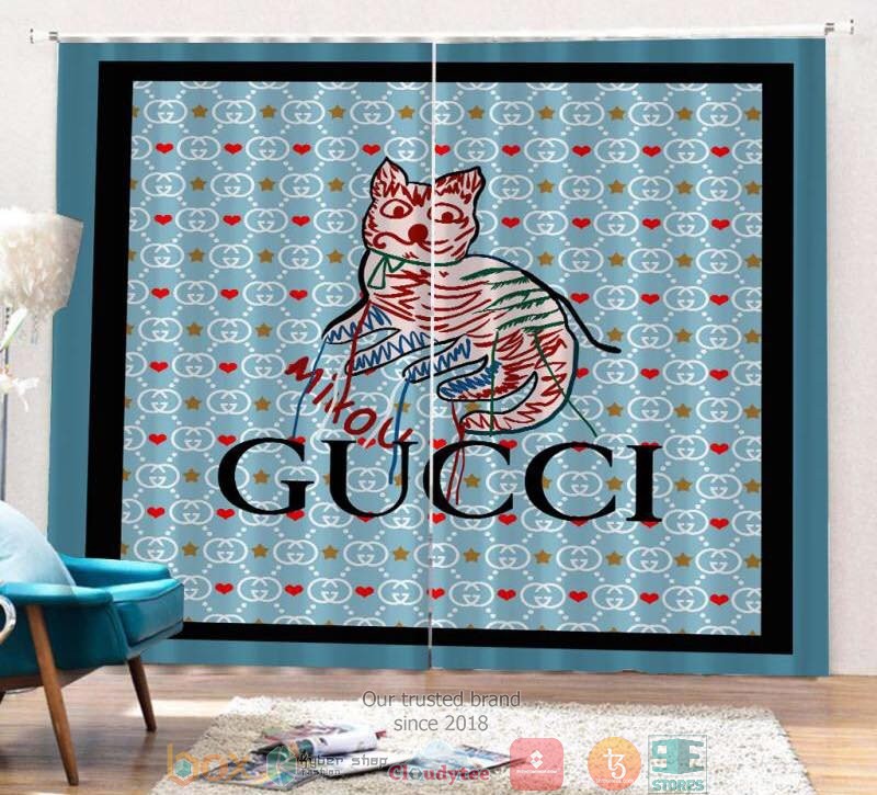 Gucci_Cat_Star_Heart_Blue_Windown_Curtain